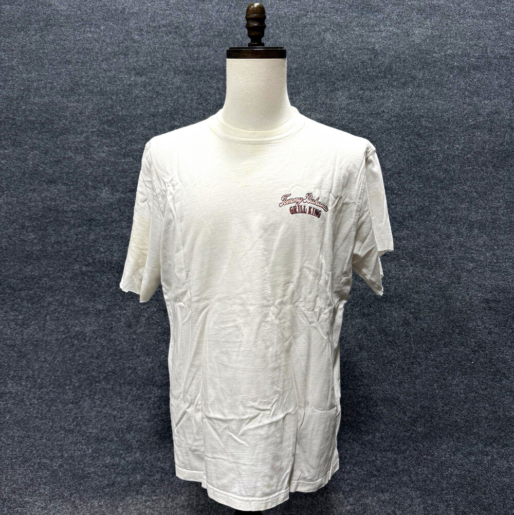 Tommy Bahama Grill King Mens Large White Graphic T Shirt 100% Cotton